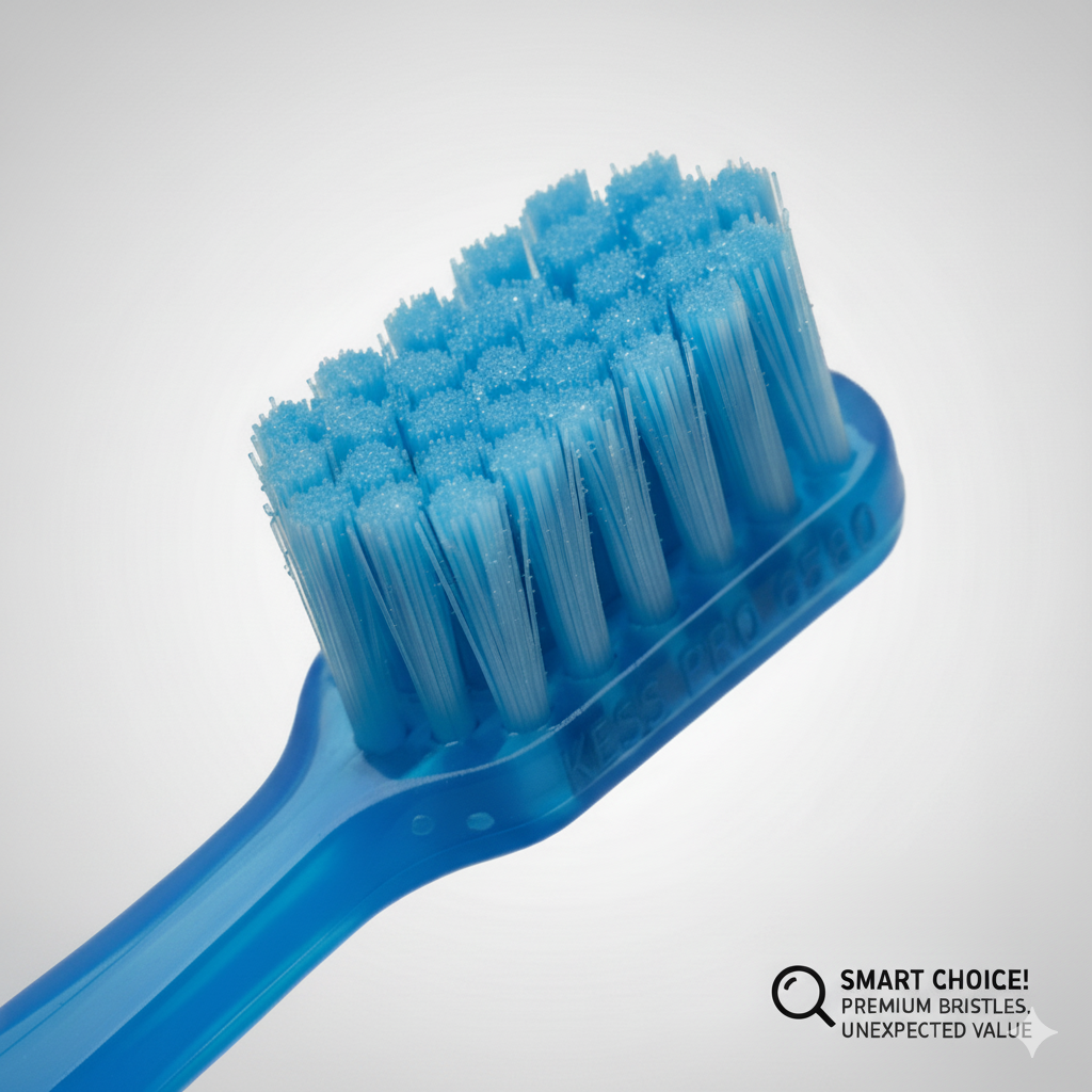 Imagem macro das cerdas de alta densidade (6.580 filamentos) da escova Kess Pro, destacando a qualidade premium.