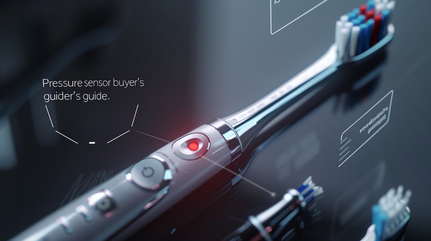 Foto macro de uma escova elétrica destacando os detalhes do sensor de pressão e da bateria, reforçando o guia de compra.